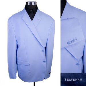 Braveman Blue Casual Blazer Sport Coat Suit Jacket Sz 54R Two Button NTW